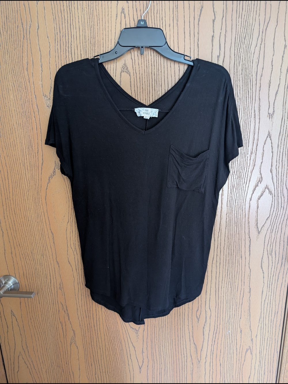 Pink Republic Black V-Neck Pocket Tee